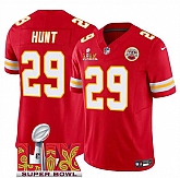 Men & Women & Youth Kansas City Chiefs #29 Kareem Hunt Red 2025 Super Bowl LIX Patch F.U.S.E. Vapor Limited Stitched Jersey,baseball caps,new era cap wholesale,wholesale hats
